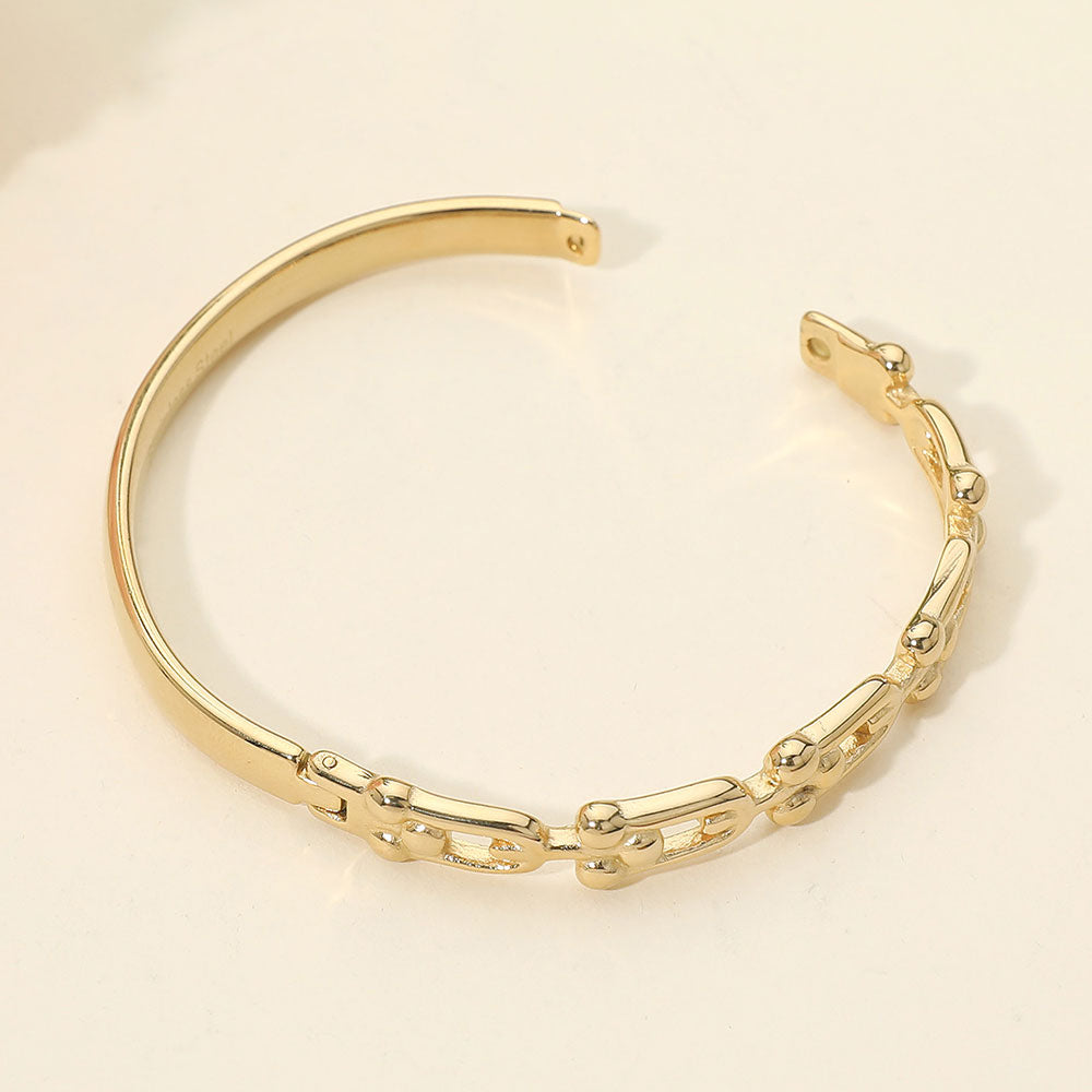 Stainless Steel Industrial Link Hinged Bangle Bracelet