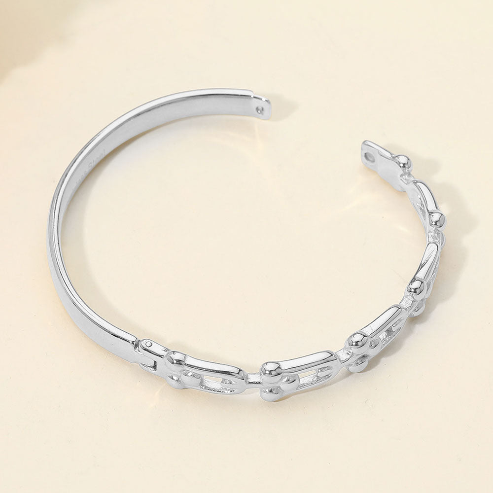 Stainless Steel Industrial Link Hinged Bangle Bracelet