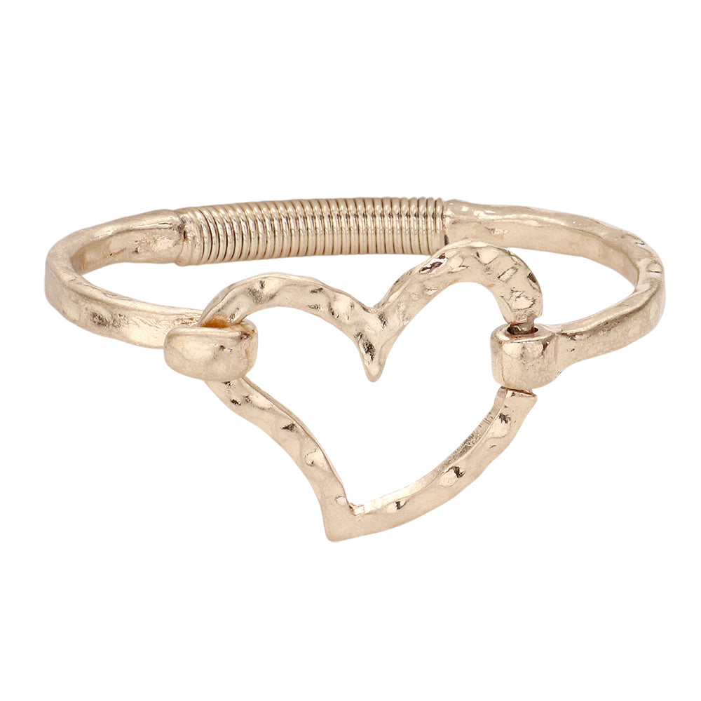 Women's Hammered Metal Heart Hook Bracelet