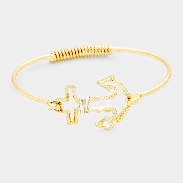 Wire Wrapped Anchor Metal Hook Bracelet