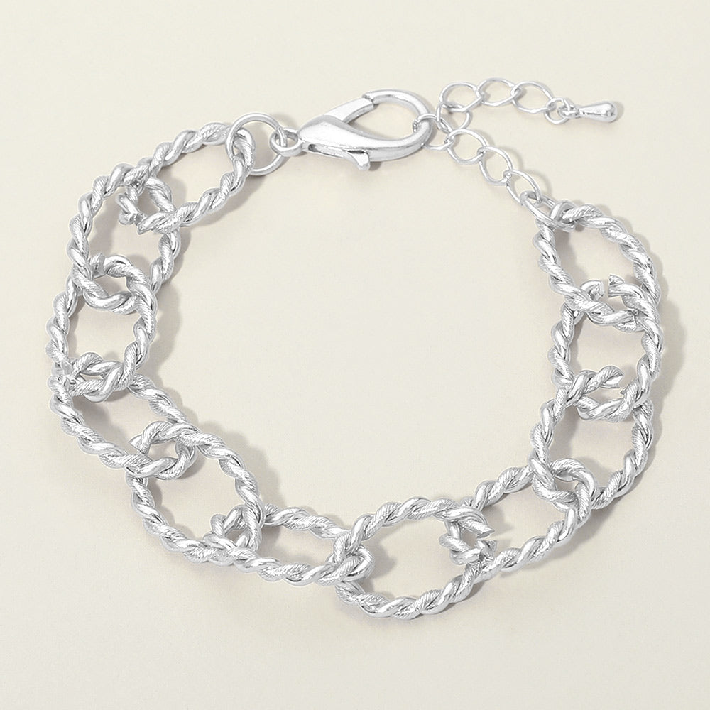 Twisted Metal Oval Link Chain Bracelet