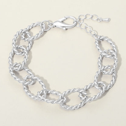 Twisted Metal Oval Link Chain Bracelet