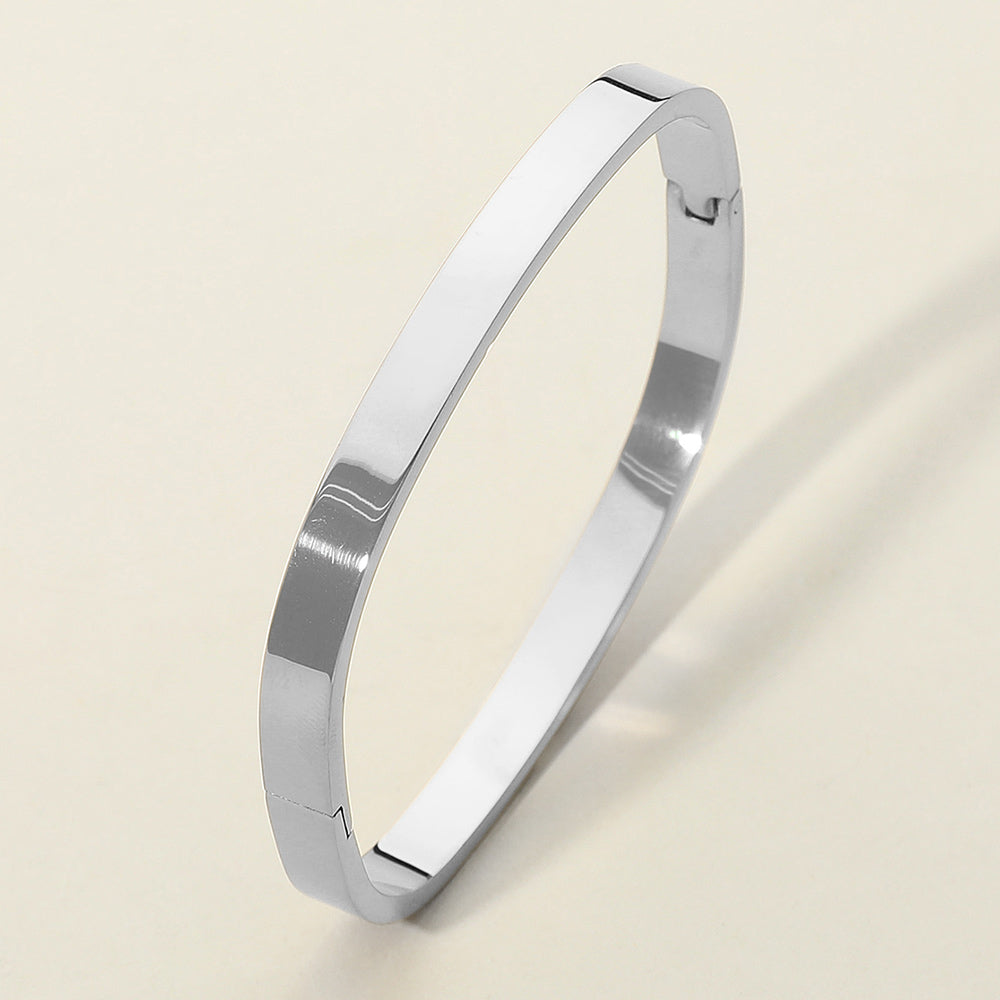 SECRET BOX_Stainless Steel Square Hinged Bangle Bracelet