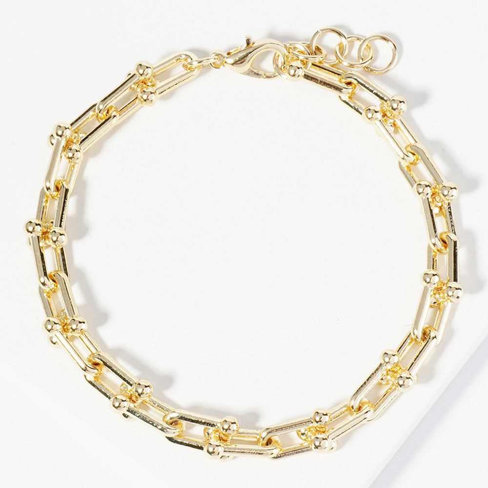 Gold Dipped Metal Hardware Link Chain Bracelet