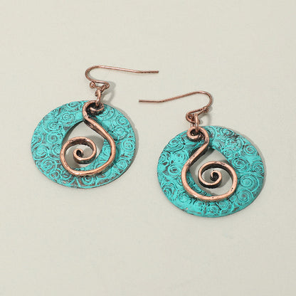 Boho Filigree Swirl Circle Drop Dangle Earrings