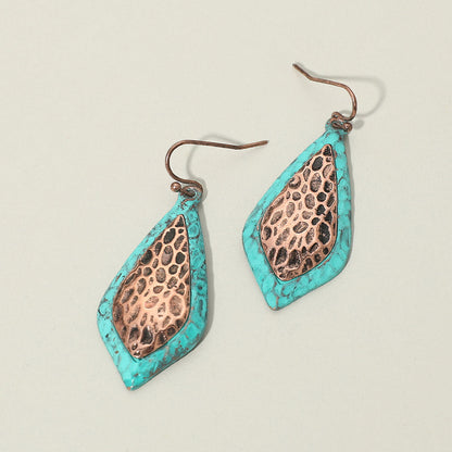 Textured Metal Two Tone Filigree Teardrop Drop Earrings