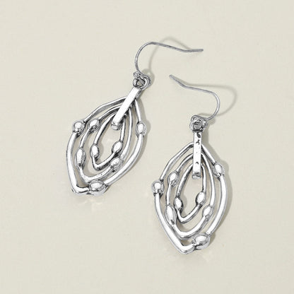Metal Layered Teardrop Drop Earrings