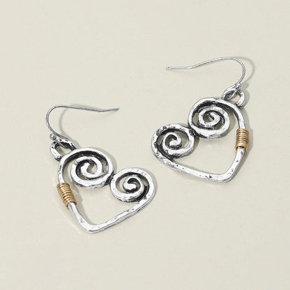 Swirl Heart Charm Drop Earrings