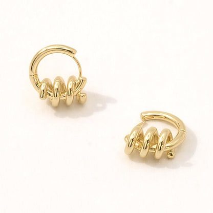 14K Gold Dipped Spiral Wrap Huggie Hoop Earrings