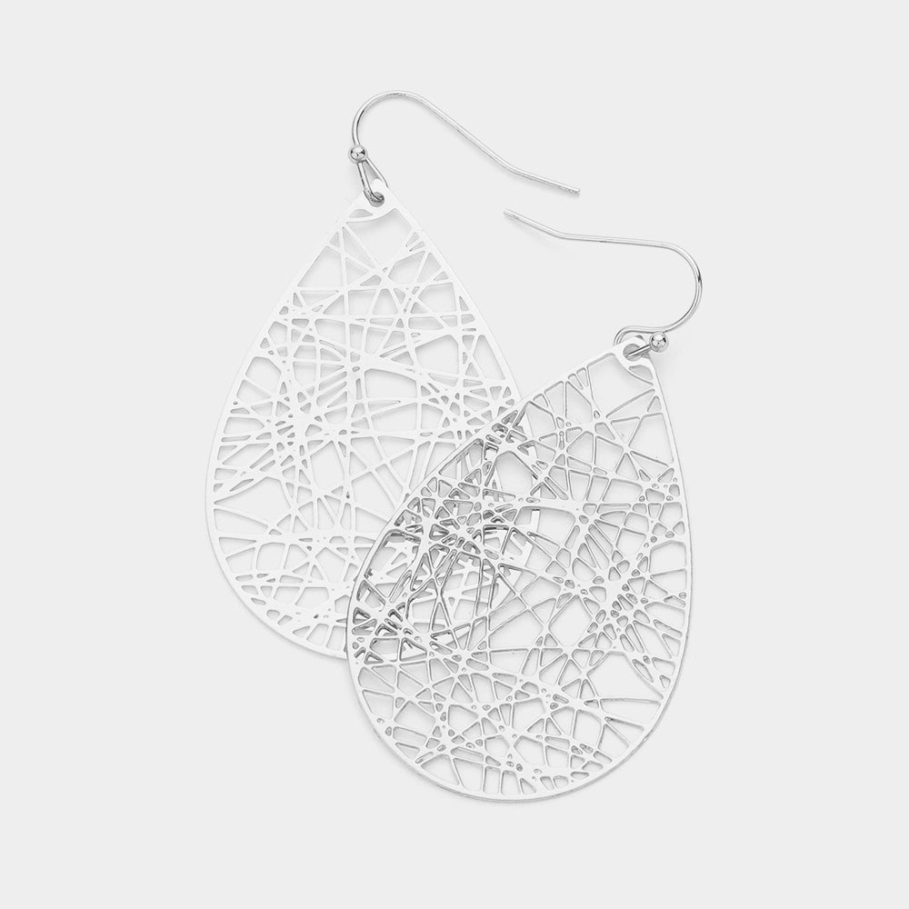 Brass Metal Teardrop Dangle Earrings