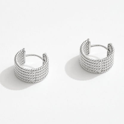 White Gold Dipped Textured Huggie Hoop Earrings