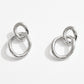 White Gold Dipped Interlocking Round Link Drop Earrings