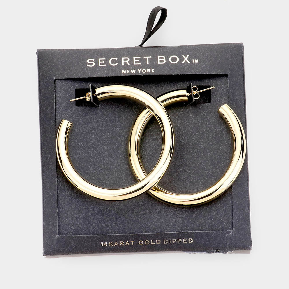 Secret Box 14k Gold Dipped Hoop Earrings