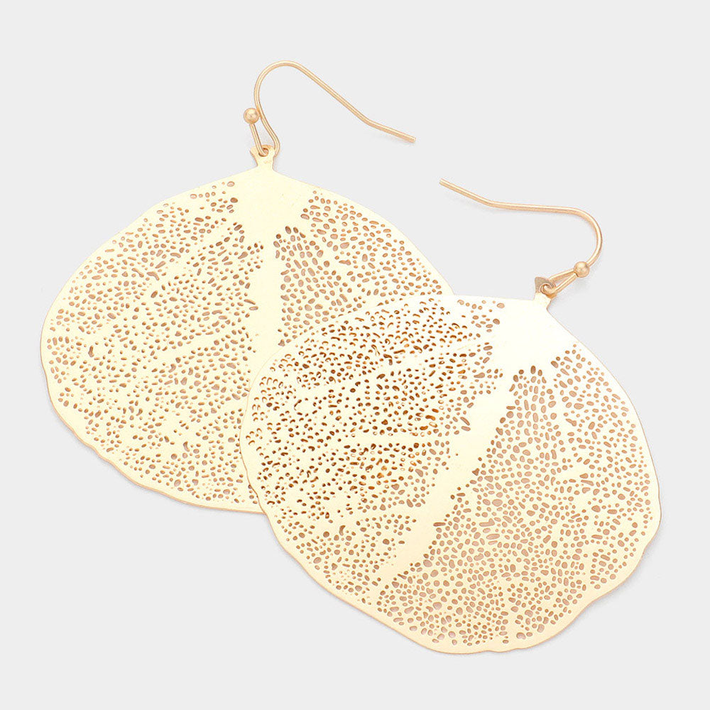 Brass Metal Leaf Earrings