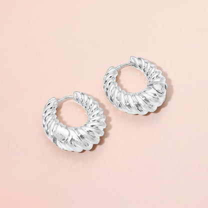 Ribbed Metal Huggie Hoop Earrings
