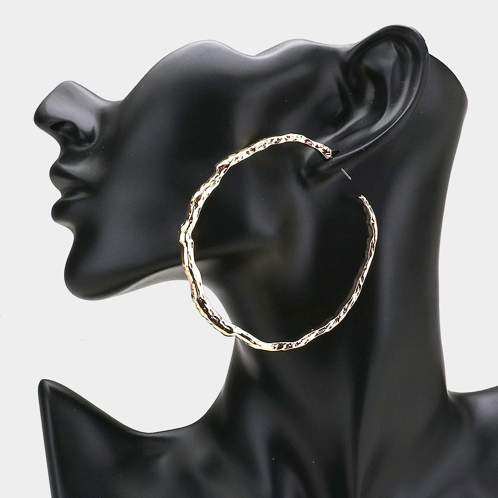Textured Irregular Metal Hoop Earrings