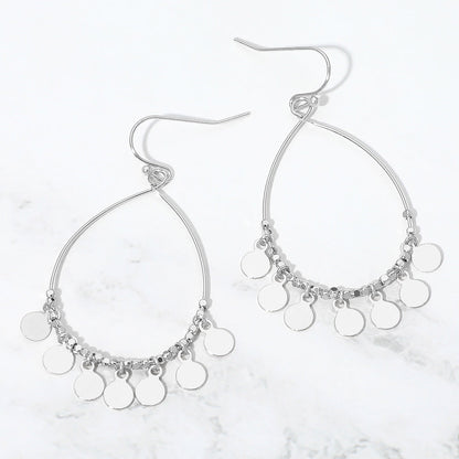Boho Metal Coin Charm Beaded Teardrop Earrings