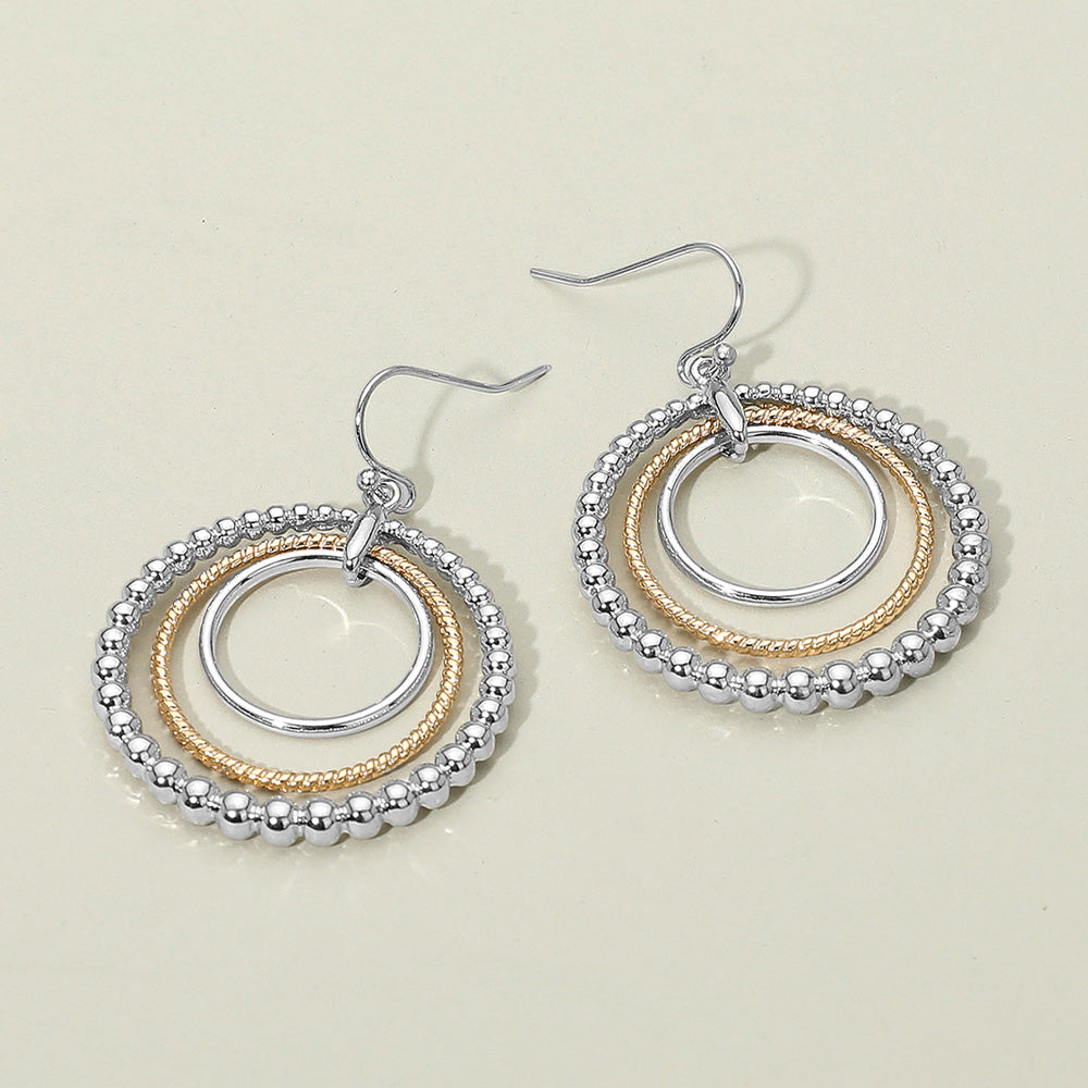 Metal Bubble Layered Hoop Dangle Earrings