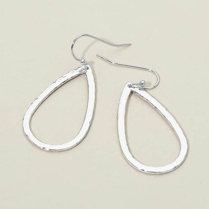 Geometric Metal Open Teardrop Drop Earrings