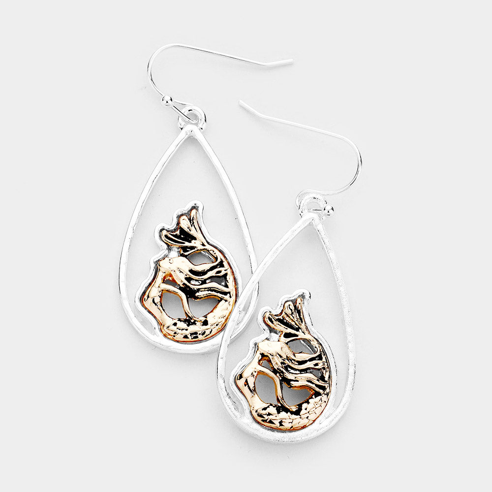 Mermaid Metal Teardrop Earrings