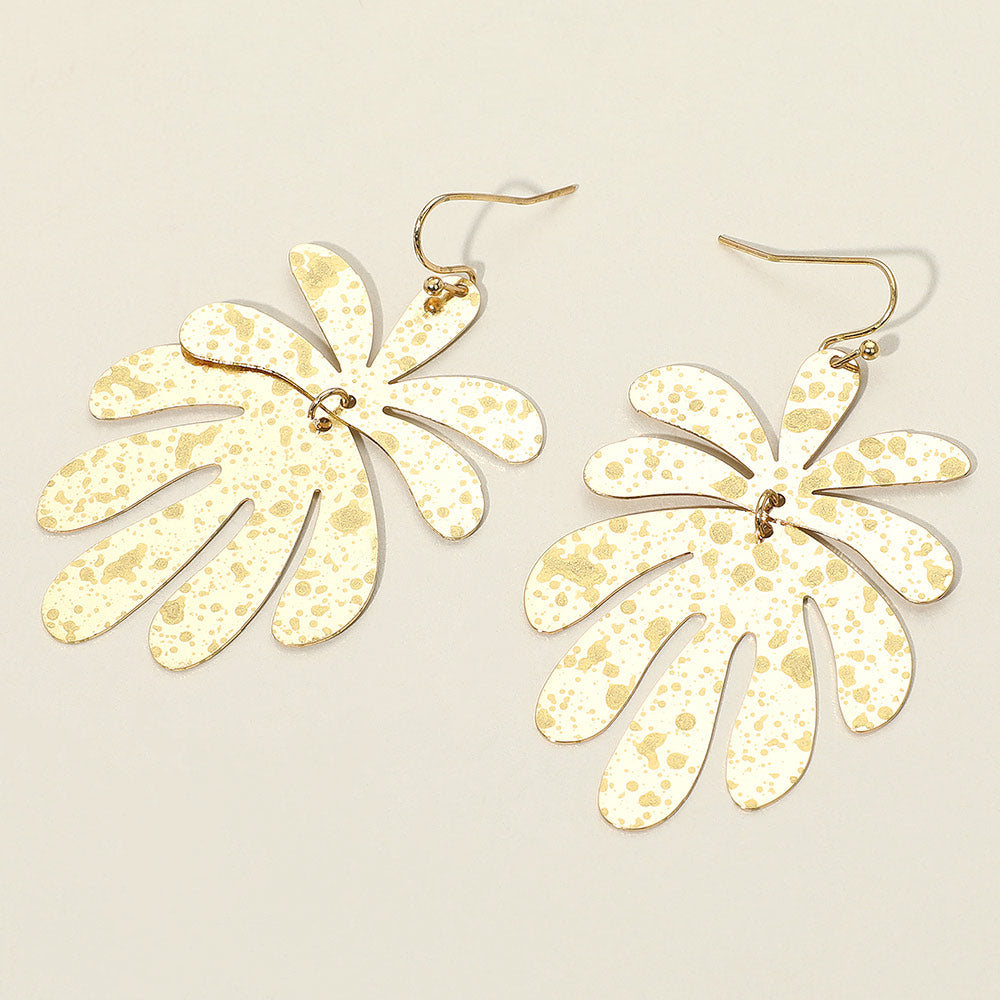 Splash Metal Leaf Link Dangle Earrings