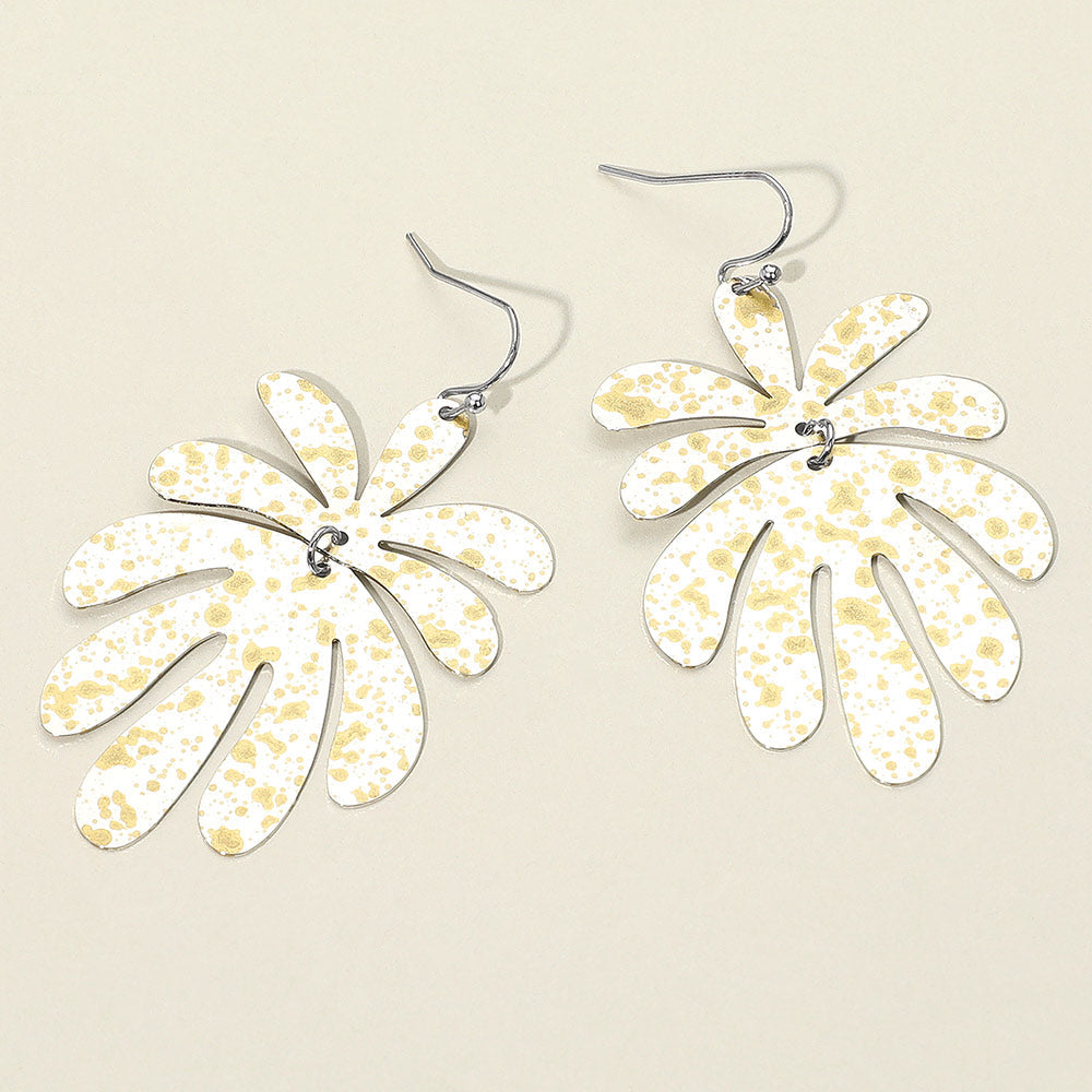 Splash Metal Leaf Link Dangle Earrings