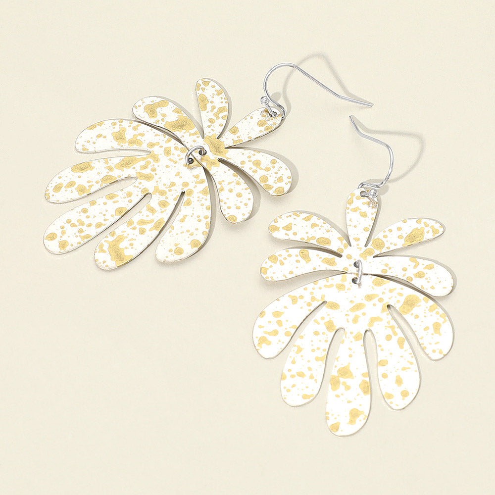 Splash Metal Leaf Link Dangle Earrings