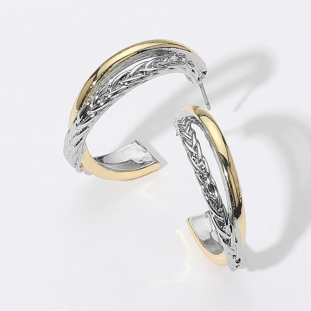 14K Gold Plated Crisscross Metal Hoop Earrings