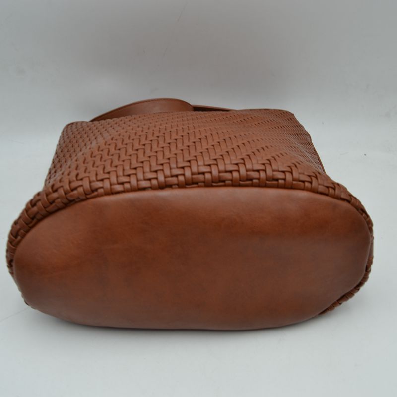 Woven Bucket Hobo Bag with Wide Shoulder Strap