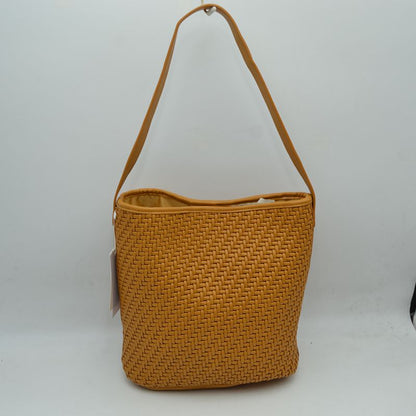 Woven Bucket Hobo Bag with Wide Shoulder Strap