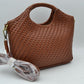 Woven Basket Weave Top-Handle Crossbody Bag and Handbag with Adjustable Strap