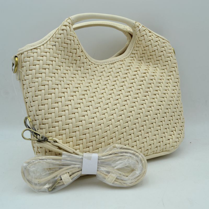 Woven Basket Weave Top-Handle Crossbody Bag and Handbag with Adjustable Strap