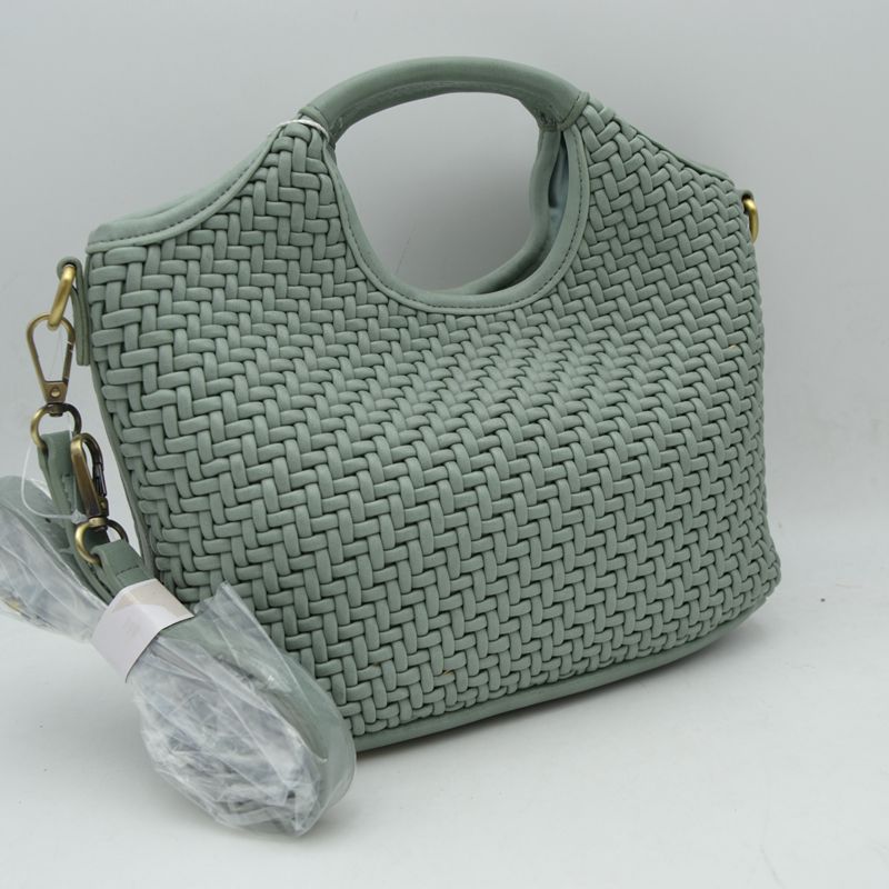 Woven Basket Weave Top-Handle Crossbody Bag and Handbag with Adjustable Strap