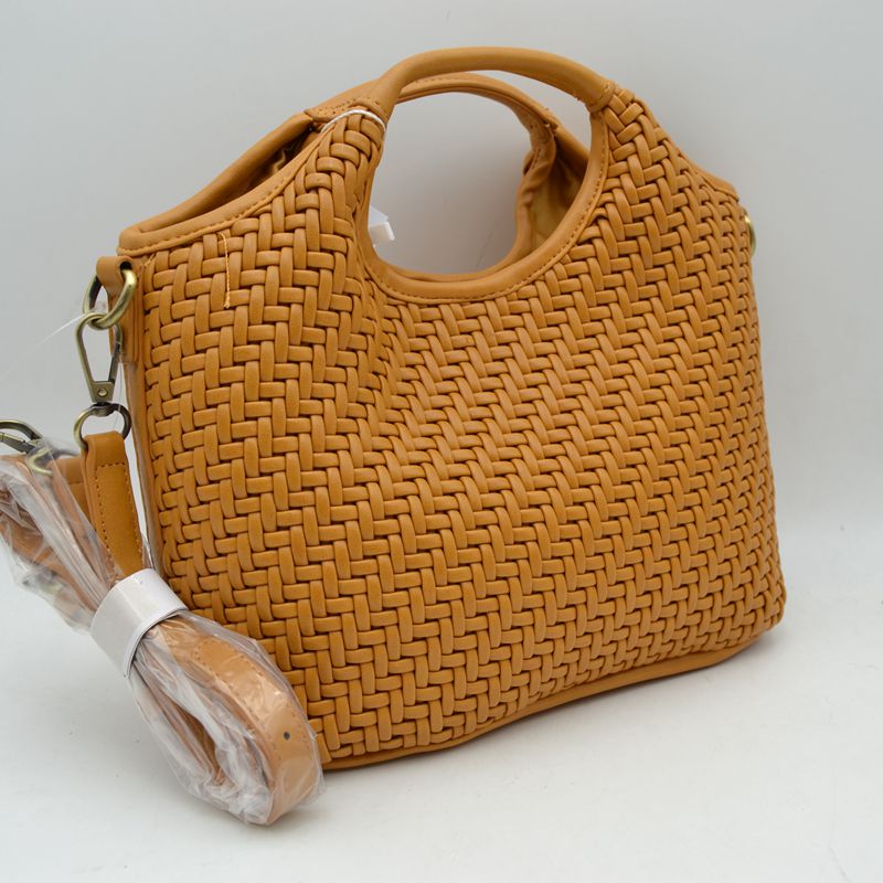 Woven Basket Weave Top-Handle Crossbody Bag and Handbag with Adjustable Strap