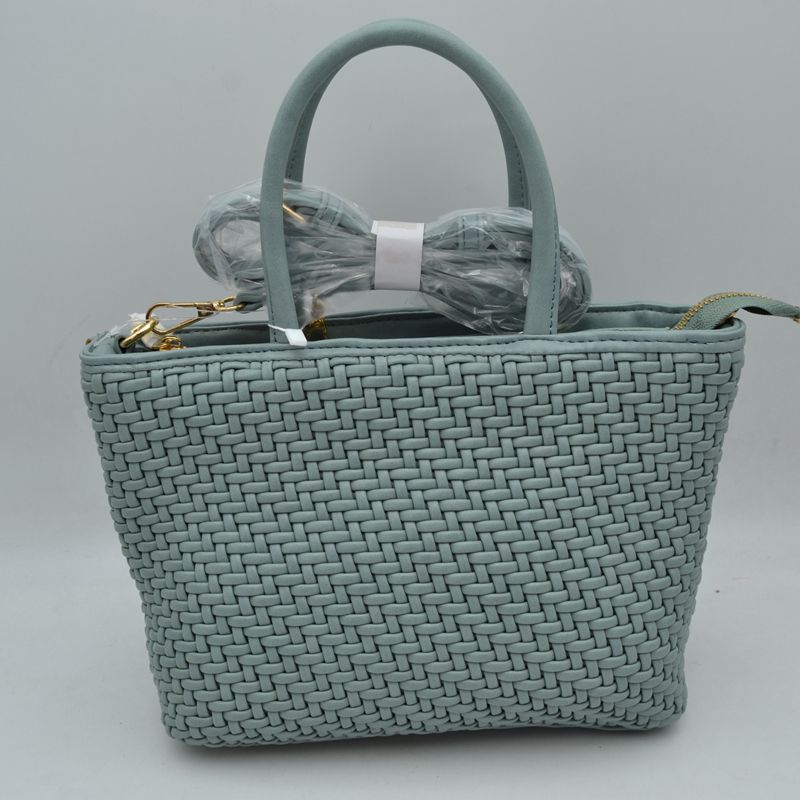 Woven Mini Tote Bag with Rounded Top Handles and Detachable Strap