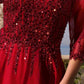 Nox Anabel MF100 Long Sequin Bodice 3/4 Sleeve A-line Gown