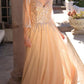 Nox Anabel MF100 Long Sequin Bodice 3/4 Sleeve A-line Gown