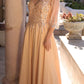 Nox Anabel MF100 Long Sequin Bodice 3/4 Sleeve A-line Gown