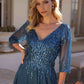 Nox Anabel MF100 Long Sequin Bodice 3/4 Sleeve A-line Gown