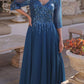 Nox Anabel MF100 Long Sequin Bodice 3/4 Sleeve A-line Gown
