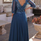 Nox Anabel MF100 Long Sequin Bodice 3/4 Sleeve A-line Gown