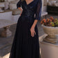 Nox Anabel MF100 Long Sequin Bodice 3/4 Sleeve A-line Gown