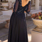 Nox Anabel MF100 Long Sequin Bodice 3/4 Sleeve A-line Gown