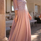 Nox Anabel MF100 Long Sequin Bodice 3/4 Sleeve A-line Gown