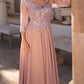 Nox Anabel MF100 Long Sequin Bodice 3/4 Sleeve A-line Gown