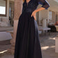 Nox Anabel MF101 Long V-Neck Embellished Bodice 3/4 Sleeve A-line Gown