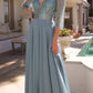 Nox Anabel MF101 Long V-Neck Embellished Bodice 3/4 Sleeve A-line Gown