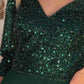 Nox Anabel MF103 Long Sequin Bodice 3/4 Sleeve A-line Gown