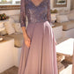 Nox Anabel MF103 Long Sequin Bodice 3/4 Sleeve A-line Gown