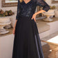 Nox Anabel MF103 Long Sequin Bodice 3/4 Sleeve A-line Gown